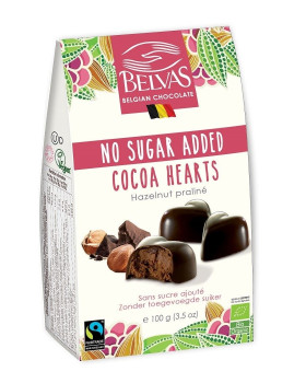 Czekoladki belgijskie serca bez dodatku cukrów fair trade bezglutenowe BIO 100 g - BELVAS