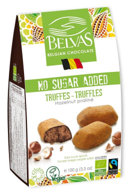 Czekoladki belgijskie trufle z orzechami laskowymi bez dodatku cukrów bezglutenowe BIO 100 g - BELVAS