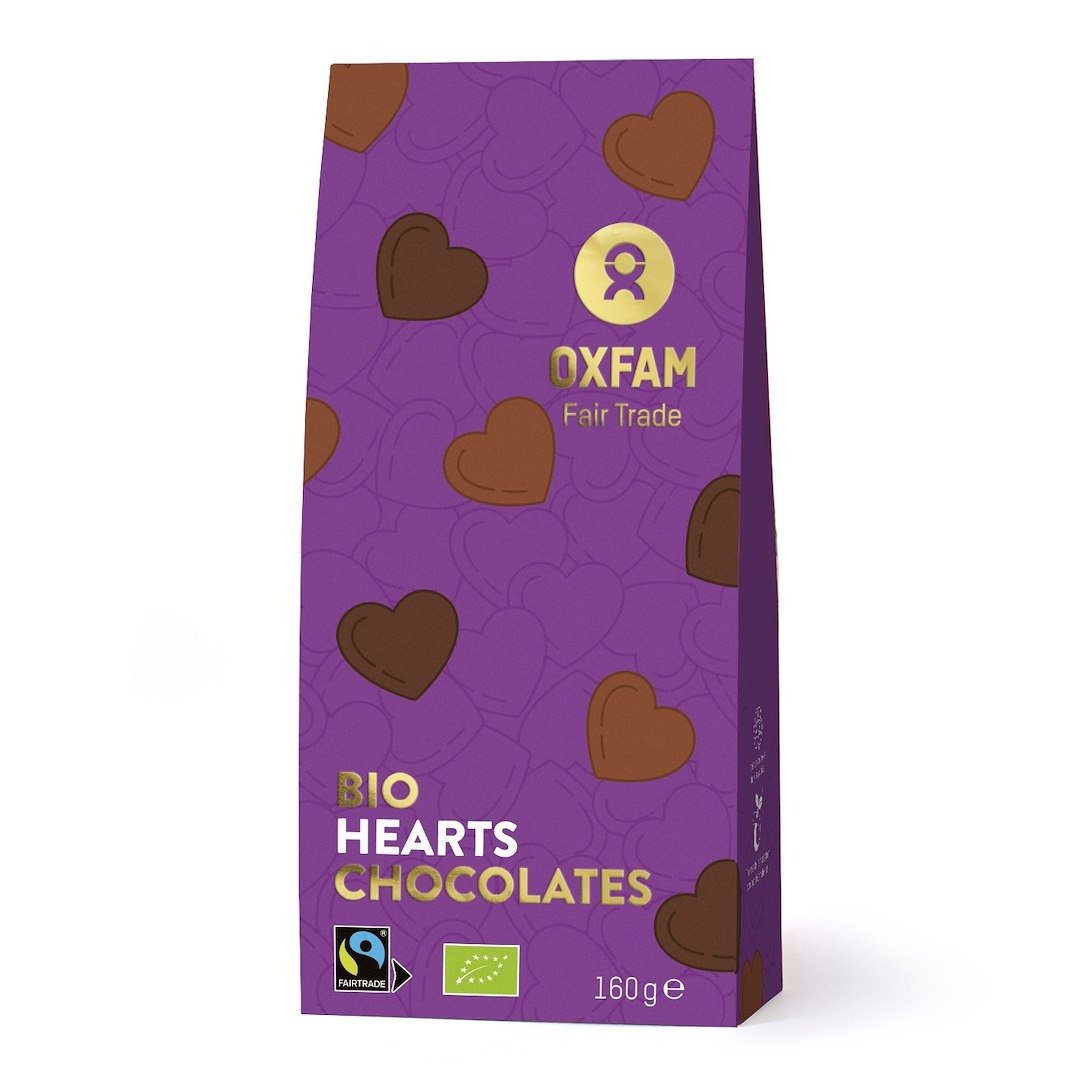 Czekoladki walentynkowe serca fair trade BIO 160 g - OXFAM (PRODUKT SEZONOWY)