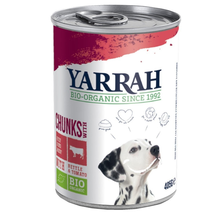 (dla psa dorosłego) karma z wołowiną, pokrzywą i pomidorem BIO 405 g - YARRAH