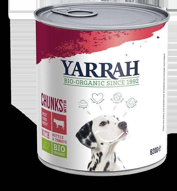 (dla psa) karma z wołowiną, pokrzywą i pomidorem BIO 820 g - YARRAH
