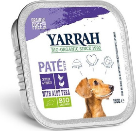 (dla psa) pasztet z kurczaka, wołowiny i indyka z aloesem BIO 150 g - YARRAH
