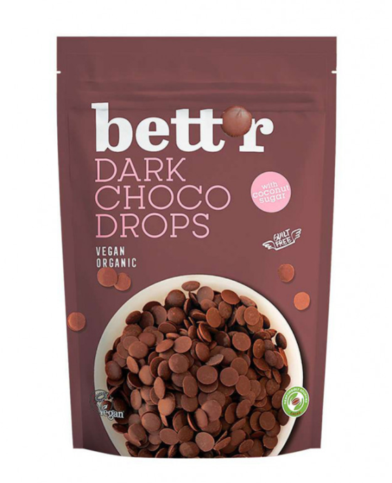 Dropsy czekoladowe z ciemnej czekolady BIO 200 g - BETT'R