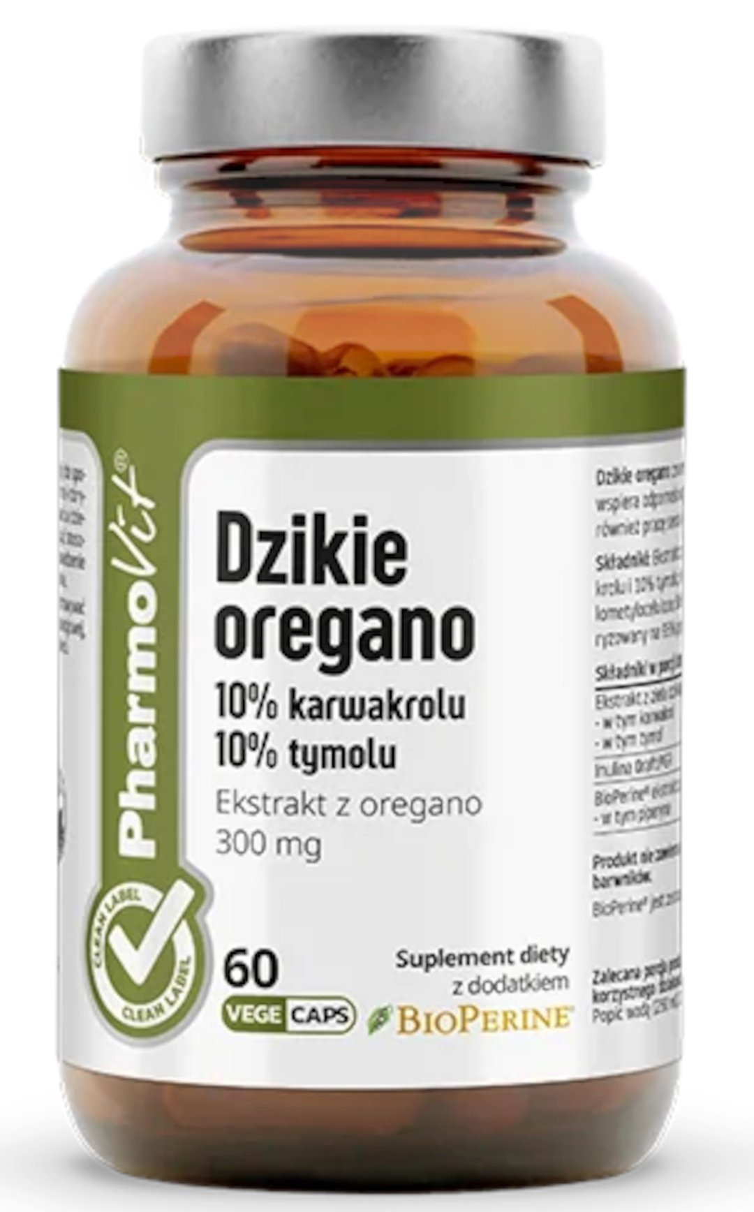 Dzikie oregano ekstrakt (300 mg) bezglutenowy 60 kapsułek - PHARMOVIT (CLEAN LABEL)