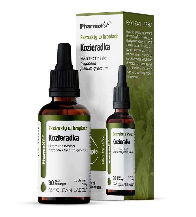 Ekstrakty w kroplach kozieradka bezglutenowe 30 ml - PHARMOVIT (CLEAN LABEL)