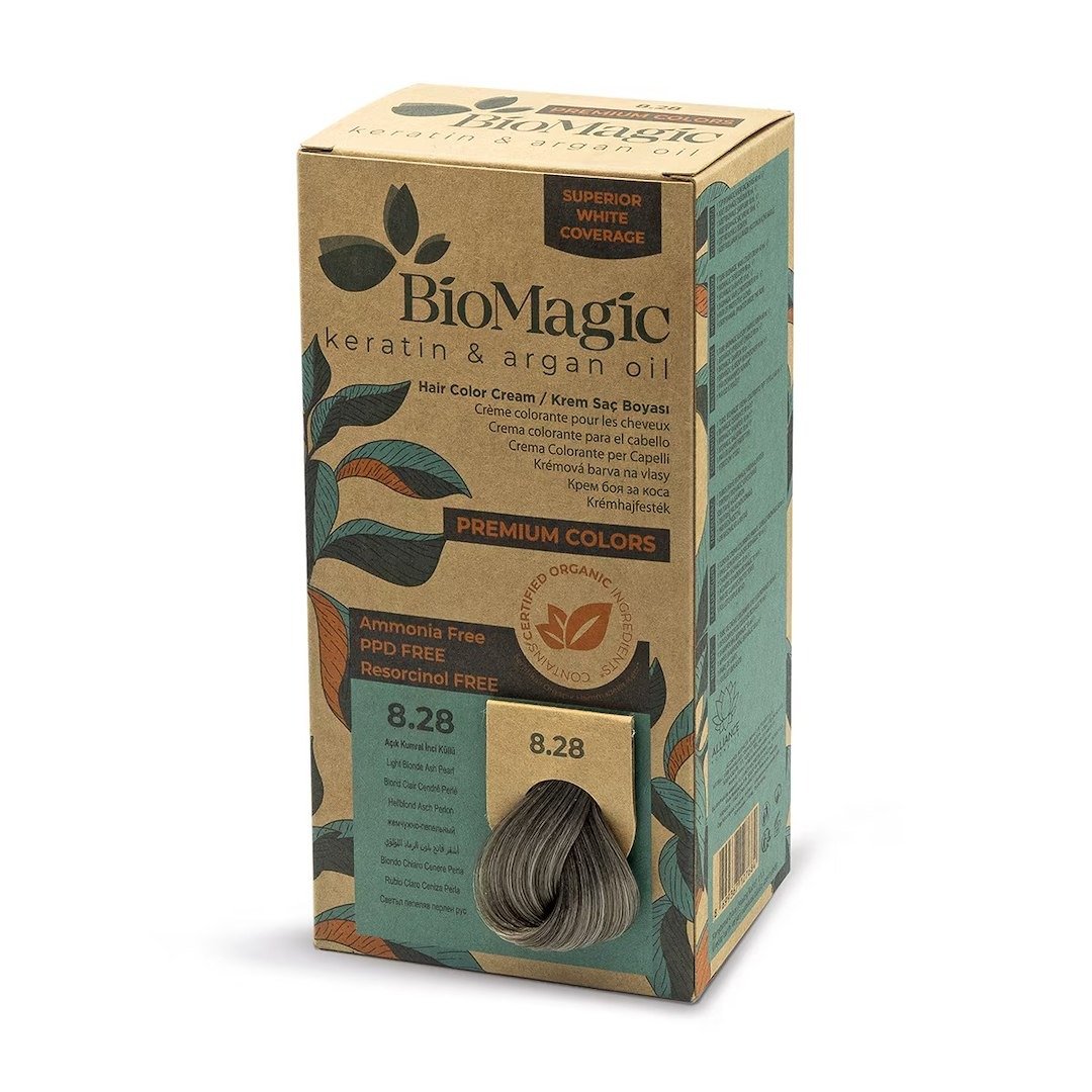 Farba do włosów popielato perłowy jasny blond (8.28) 170 ml - BIOMAGIC