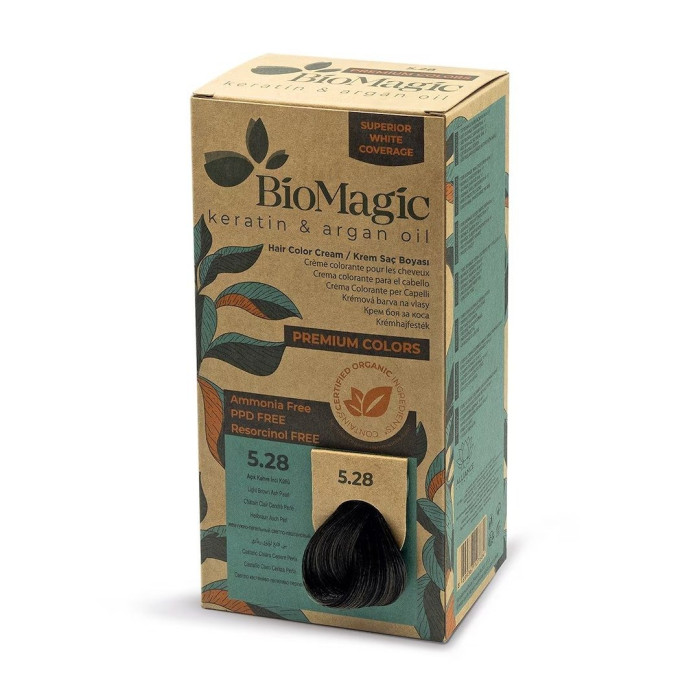 Farba do włosów popielato perłowy jasny brąz (5.28) 170 ml - BIOMAGIC