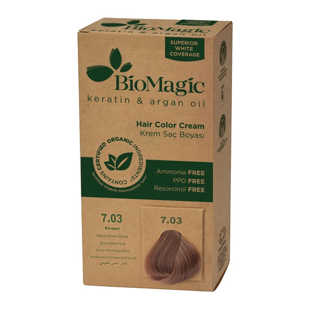 Farba do włosów złoty blond (7.03) 250 g - BIOMAGIC