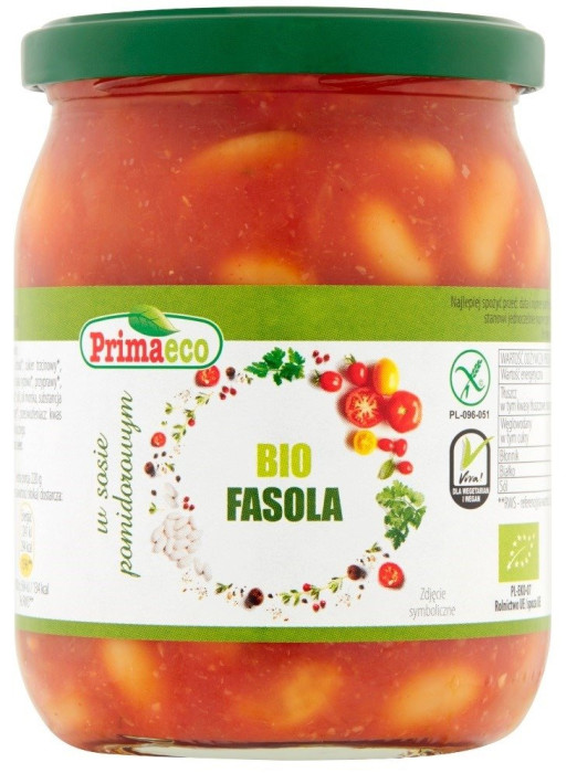 Fasola w sosie pomidorowym bezglutenowa BIO 440 g - PRIMAVIKA