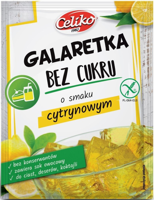 Galaretka bez cukru o smaku cytrynowym bezglutenowa 14 g - CELIKO