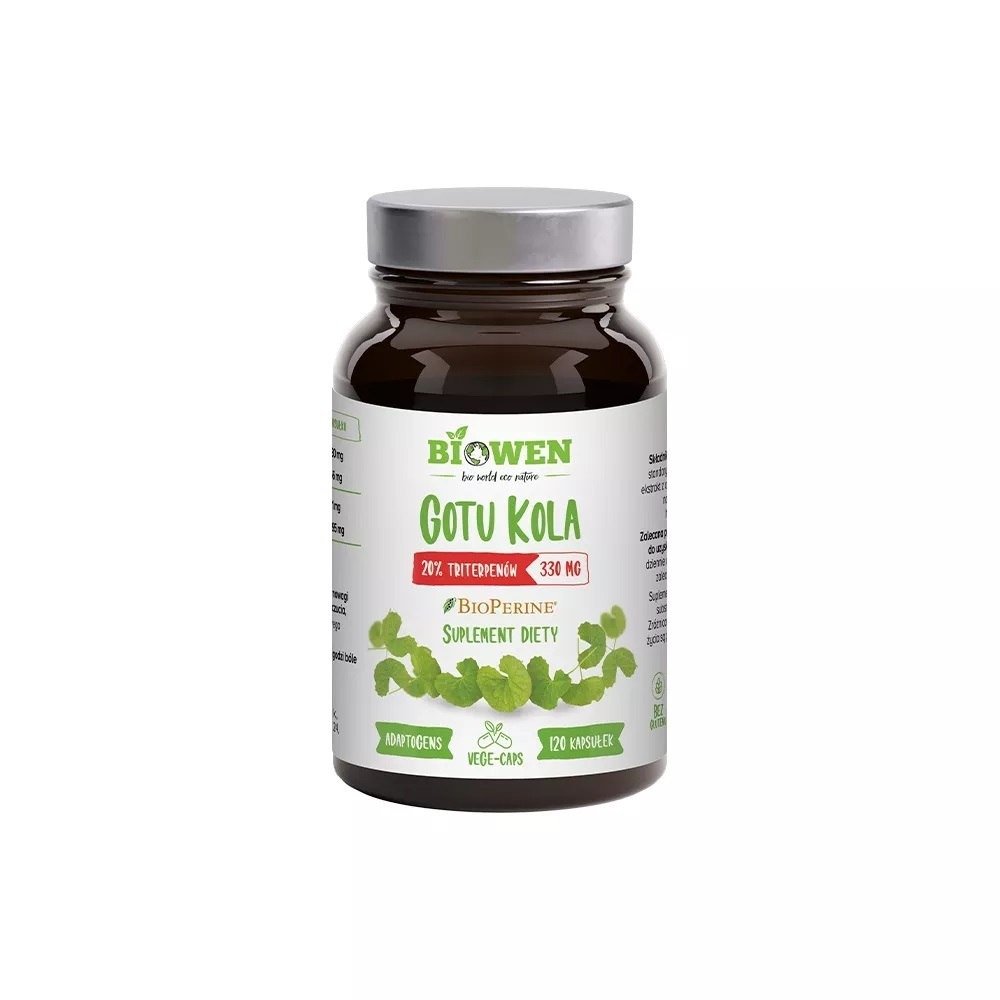 Gotu kola ekstrakt (330 mg) bezglutenowy 120 kapsułek - BIOWEN