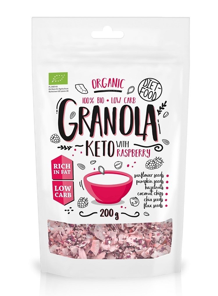 Granola malina keto BIO 200 g - DIET-FOOD