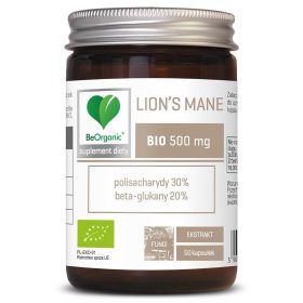 Grzyby soplówka jeżowata (lion's mane) ekstrakt BIO (500 mg) 50 KAPSUŁEK - BE ORGANIC