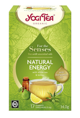 Herbata biała dla zmysłów naturalna energia z ziołami, olejkiem z cytryny i z bergamotki (for the senses natural energy) BIO (17 x 2 g) 34 g - YOGI TEA