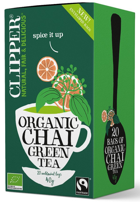 Herbata zielona chai z cynamonem i kardamonem fair trade BIO (20 x 2 g) 40 g - CLIPPER