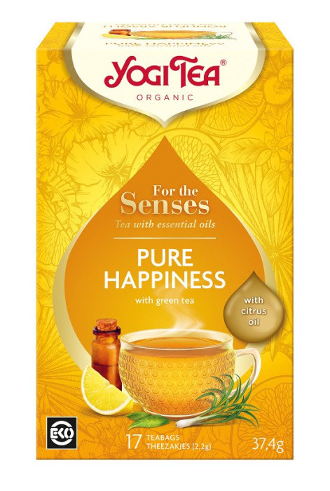 Herbatka dla zmysłów szczęście z zieloną herbatą i olejkami eterycznymi (for the senses pure happiness) BIO (17 x 2,2 g) 37,4 g - YOGI TEA
