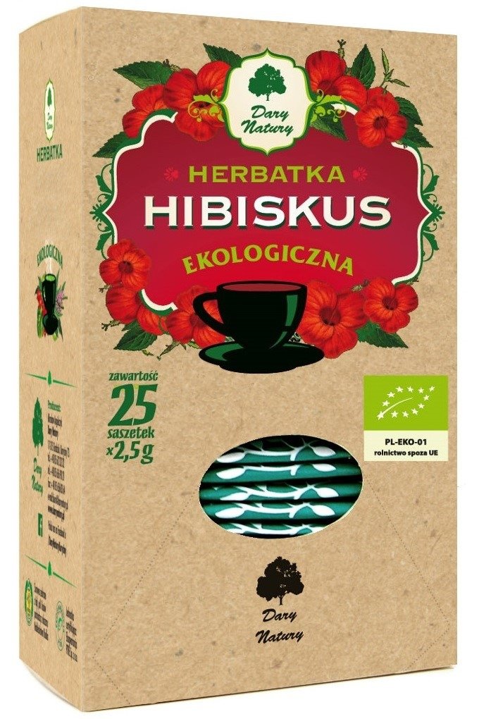 Herbatka hibiskus BIO (25 x 2,5 g) 62,5 g - DARY NATURY