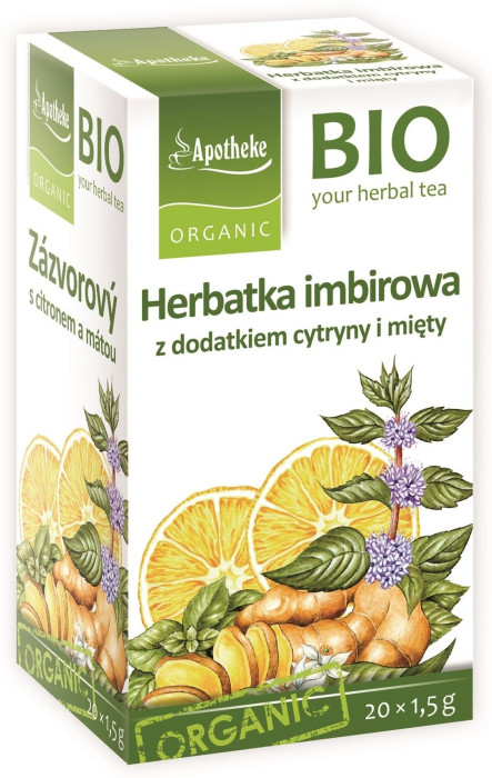 Herbatka imbirowa z cytryną i miętą BIO (20 x 1,5 g) 30 g - APOTHEKE
