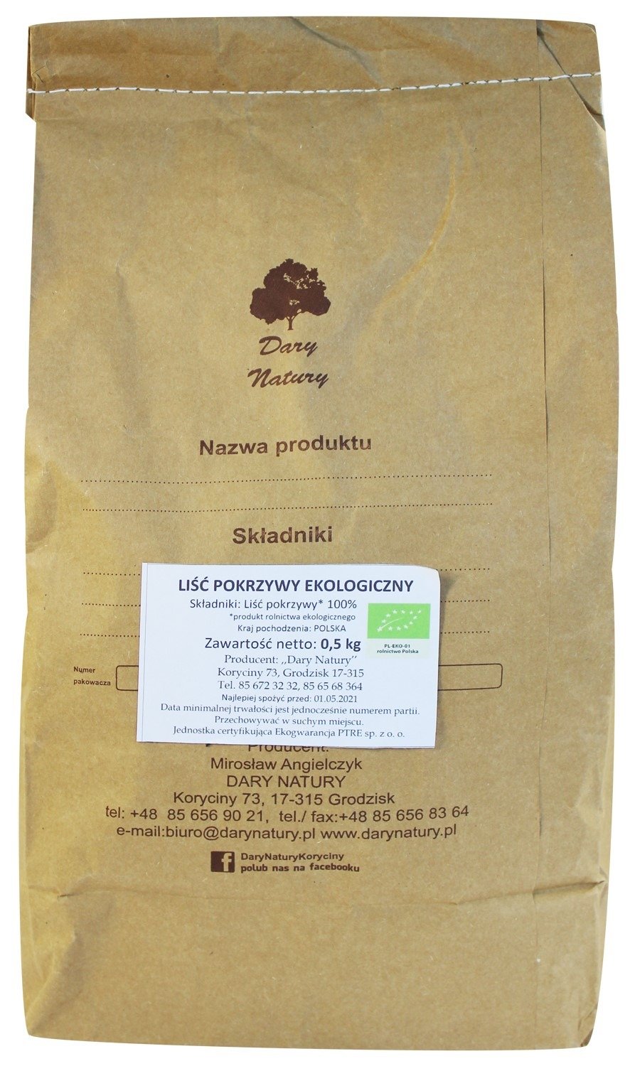 Herbatka liść pokrzywy BIO 500 g - HORECA (DARY NATURY)