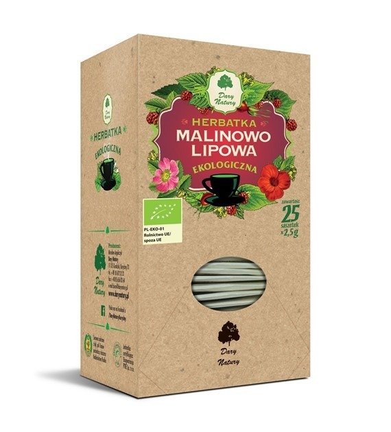 Herbatka malinowo - lipowa BIO (25 x 2,5 g) 62,5 g - DARY NATURY