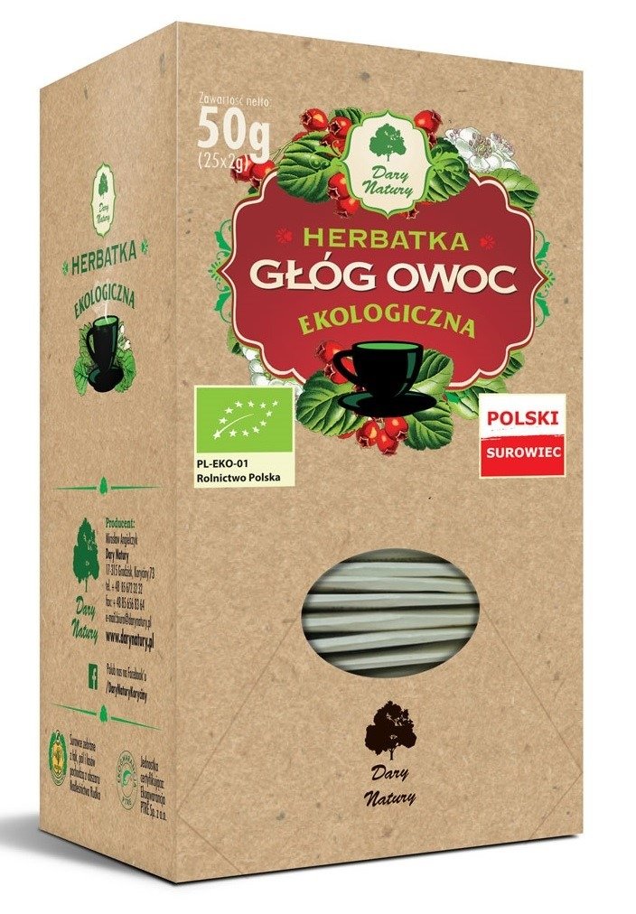 Herbatka owoc głogu BIO (25 x 2 g) 50 g - DARY NATURY