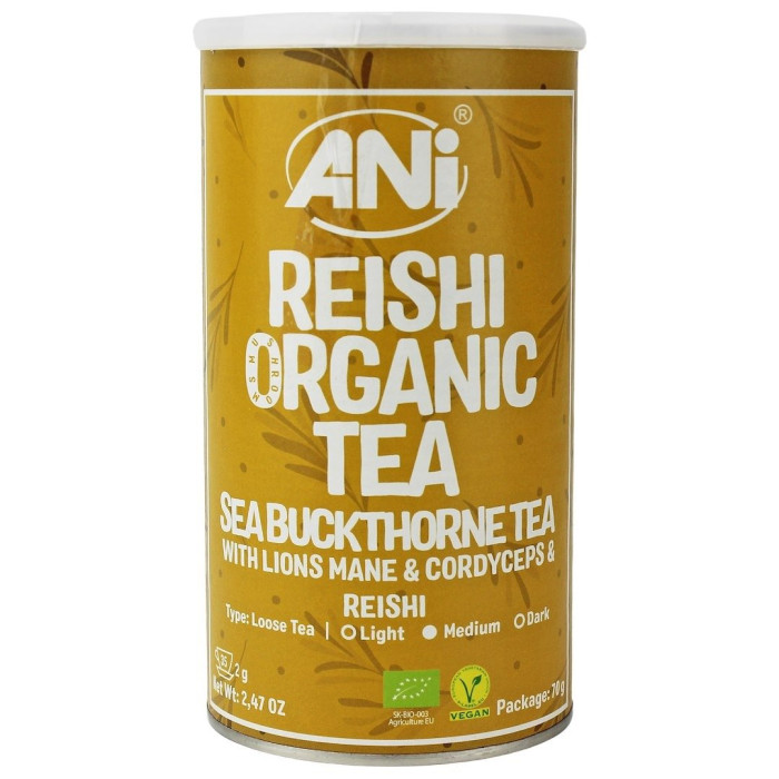 Herbatka rokitnikowa z reishi, lion's mane i cordyceps BIO 70 g - ANI