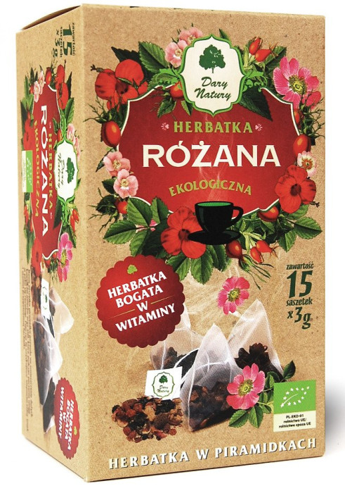 Herbatka różana piramidki BIO (15 x 3 g) 45 g - DARY NATURY