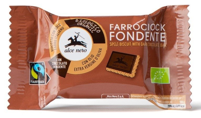 Herbatniki orkiszowe z gorzką czekoladą fair trade BIO 28 g - ALCE NERO