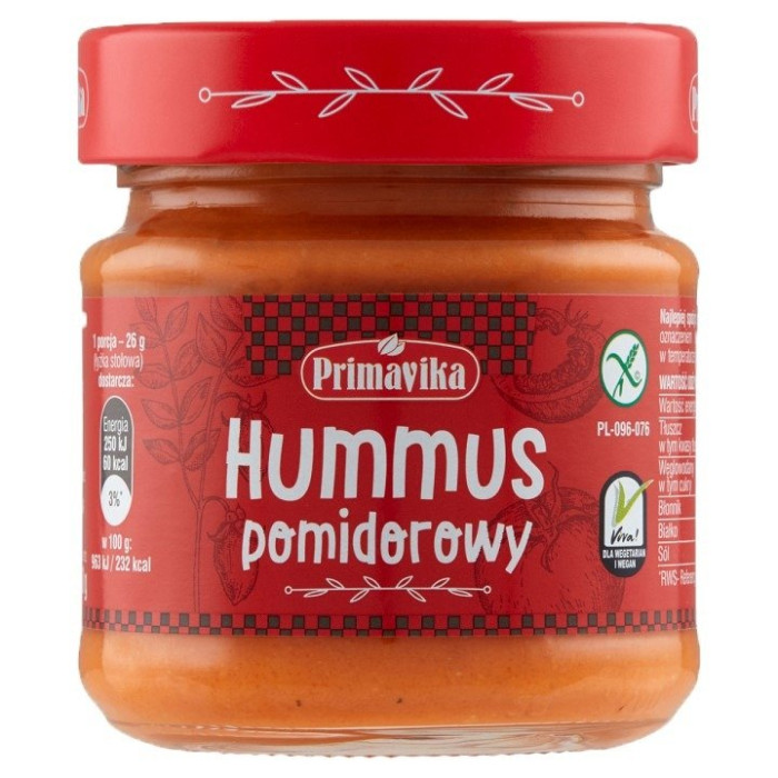 Hummus pomidorowy bezglutenowy 160 g - PRIMAVIKA