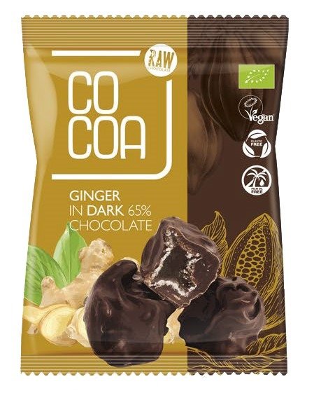 Imbir kandyzowany w czekoladzie ciemnej 65 % BIO 70 g - COCOA