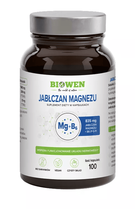 Jabłczan magnezu + witamina b6 100 kapsułek - BIOWEN