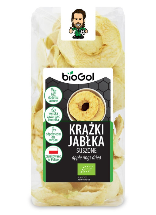 Jabłka suszone krążki bezglutenowe BIO 50 g - BIO GOL