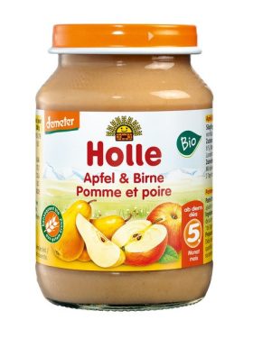 Jabłko - gruszka bez dodatku cukrów bezglutenowe od 5 miesiąca demeter BIO 190 g (SŁOIK) - HOLLE