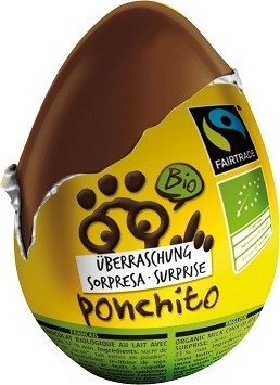 Jajko niespodzianka czekoladowe fair trade bezglutenowe BIO 20 g - PONCHITO