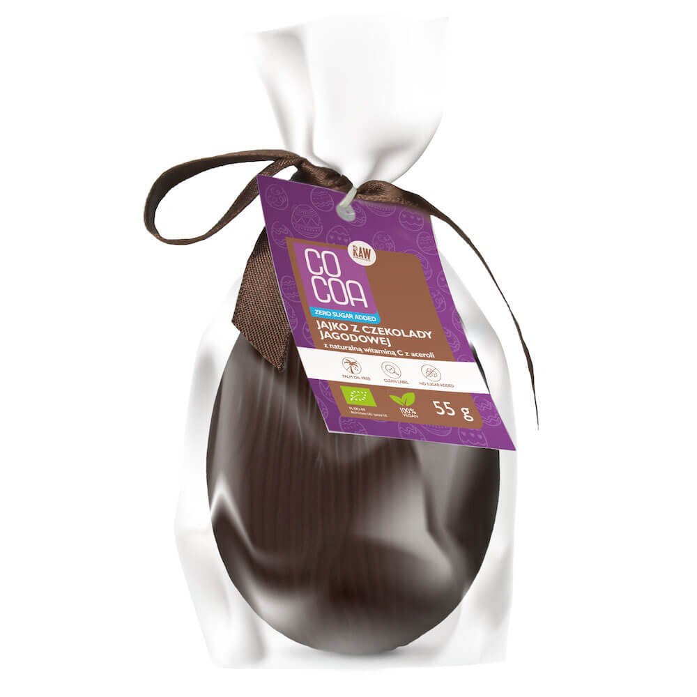 Jajko z czekolady jagodowej z witaminą c z aceroli bez dodatku cukrów BIO 55 g - COCOA (PRODUKT SEZONOWY)