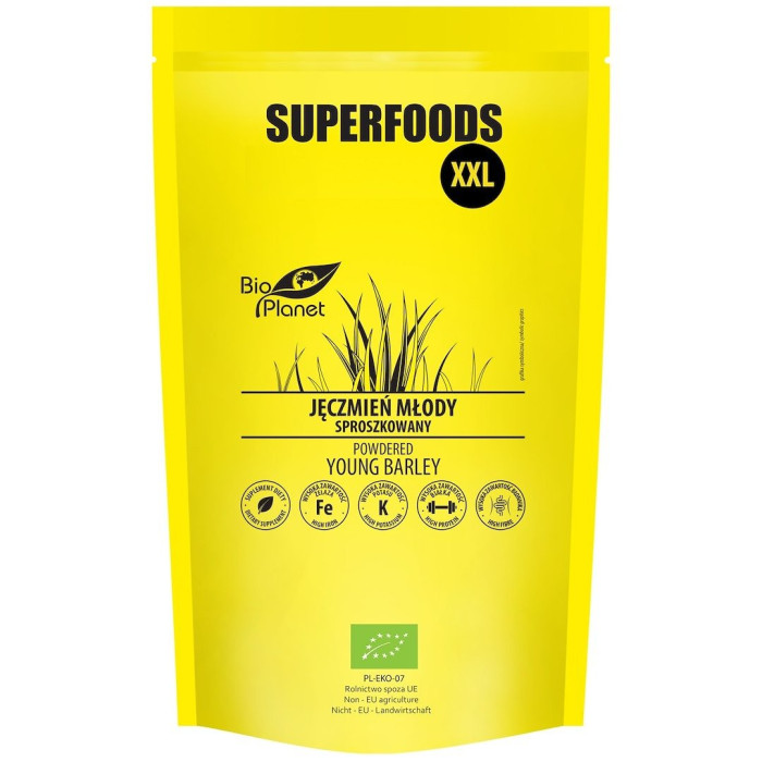 Jęczmień młody sproszkowany BIO 400 g - BIO PLANET SUPERFOODS