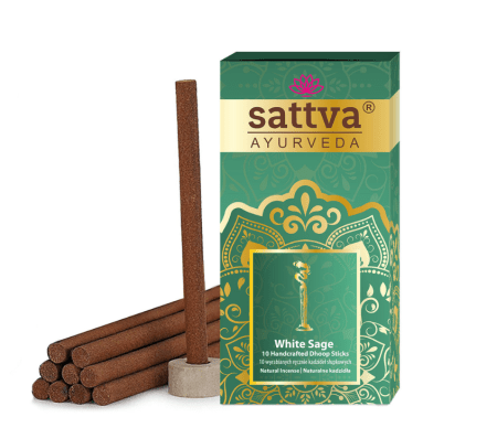 Kadzidełka indyjskie słupkowe biała szałwia (10 szt.) 20 g - SATTVA (AYURVEDA)
