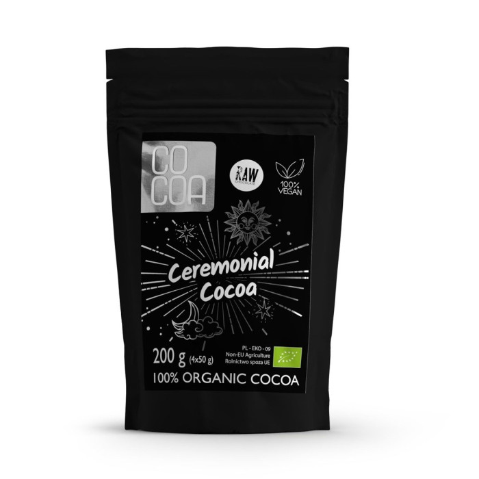 Kakao ceremonialne - tabliczki gorzkie 100 % kakao BIO (4 x 50 g) 200 g - COCOA