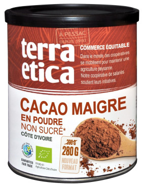 Kakao niskotłuszczowe w proszku BIO 280 g - TERRA ETICA