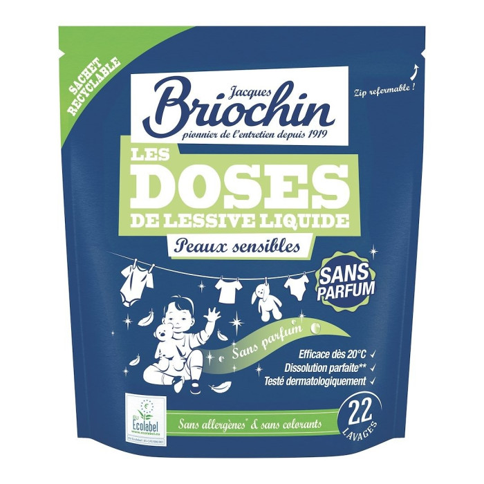 Kapsułki do prania bezzapachowe dla skóry wrażliwej (22 szt.) - BRIOCHIN