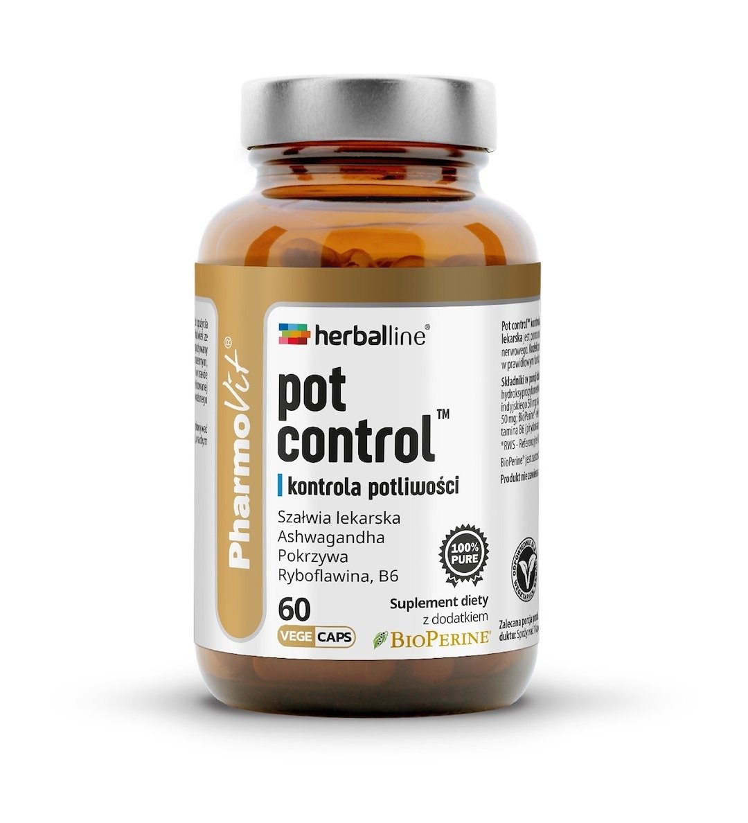 Kapsułki na kontrolę potliwości (pot control) bezglutenowe 60 szt. - PHARMOVIT (HERBALLINE)