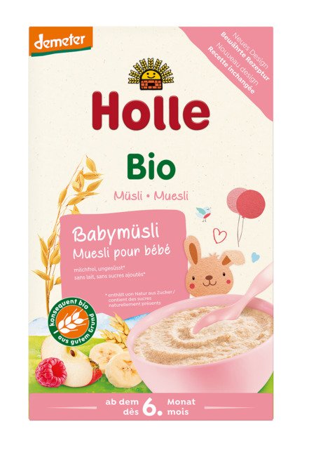 Kaszka zbożowa musli malina - jabłko - banan bez dodatku cukrów od 6 miesiąca demeter BIO 250 g - HOLLE
