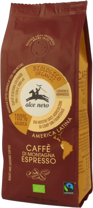 Kawa mielona arabica 100 % espresso fair trade górska BIO 250 g - ALCE NERO
