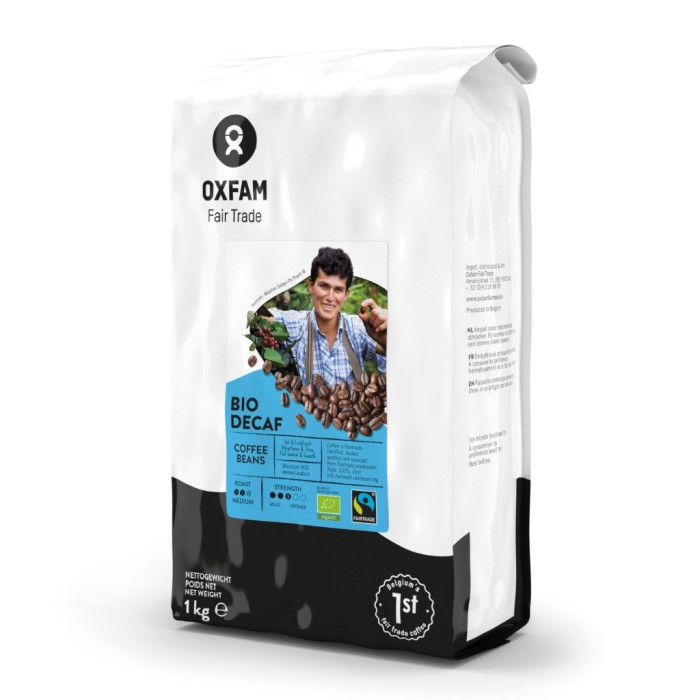 Kawa ziarnista bezkofeinowa arabica/robusta fair trade BIO 1 kg - OXFAM