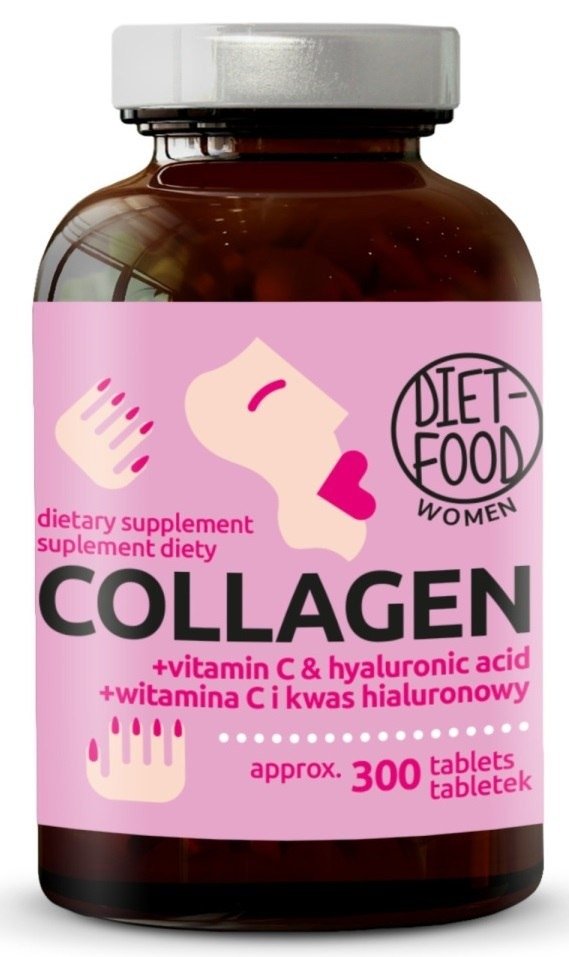 Kolagen + kwas hialuronowy + witamina c 300 tabletek - DIET-FOOD