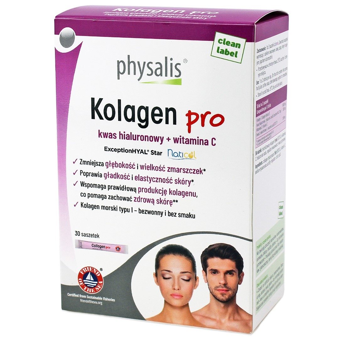 Kolagen rybi + kwas hialuronowy + witamina c 30 saszetek - PHYSALIS