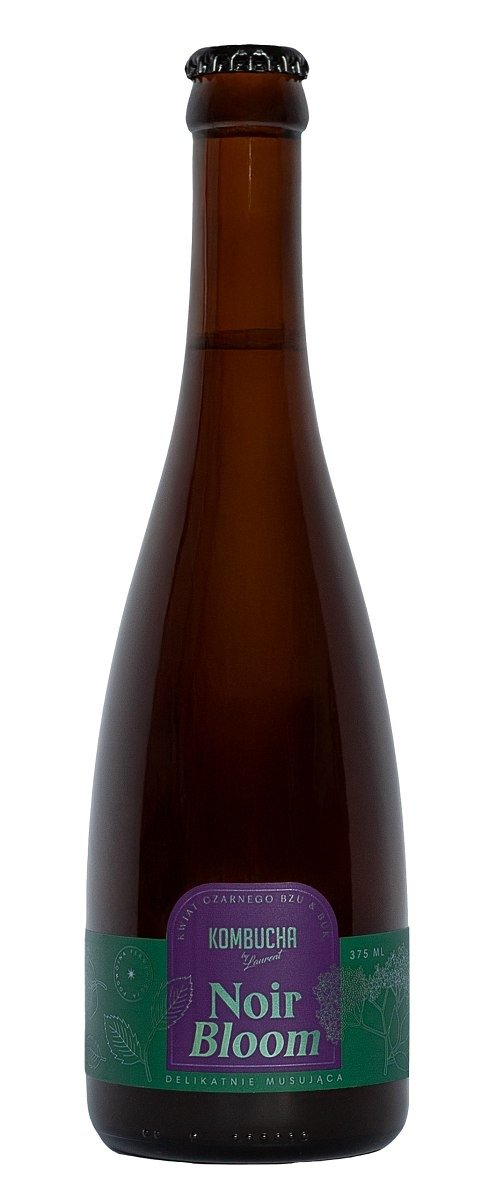 Kombucha noir bloom na buku o smaku kwiatów czarnego bzu BIO 375 ml - KOMBUCHA BY LAURENT
