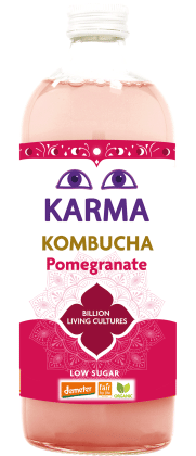 Kombucha z granatem niska zawartość cukrów fair for life demeter BIO 1 L - KARMA KOMBUCHA