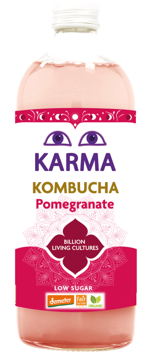 Kombucha z granatem niska zawartość cukrów fair for life demeter BIO 1 L - KARMA KOMBUCHA