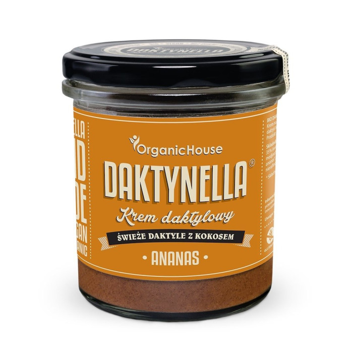 Krem kokos - daktyle medjool - ananas bezglutenowy BIO 280 g - ORGANICHOUSE (DAKTYNELLA)